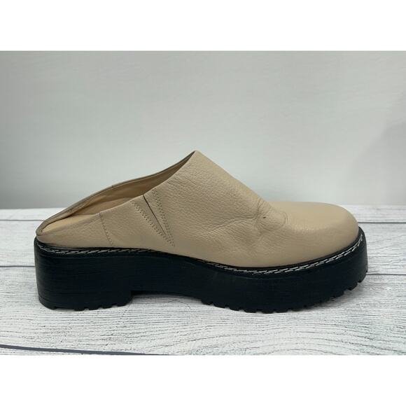 Matisse Lena Womens Beige Leather Round Toe Platform Chunky Mule Shoe Size 8.5M - Picture 5 of 14